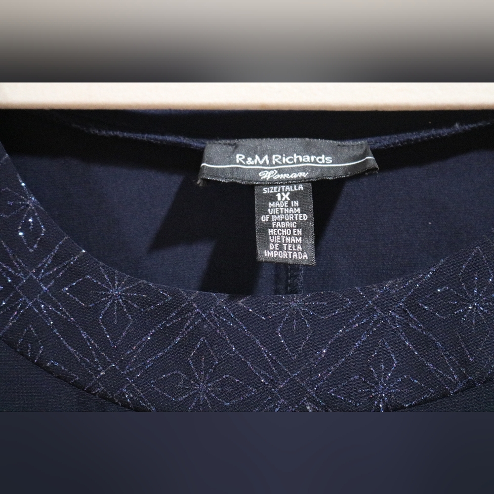 R&M Richards Dress, Navy, Plus Size 1X - Picture 4 of 9